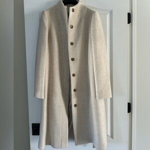 Brooks Brothers Wool Winter Coat with Concealed Buttons and Belt